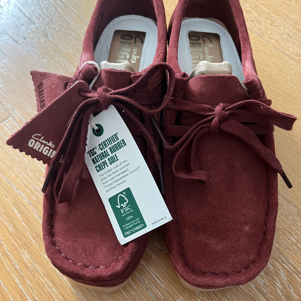 Clarks Originals Burgundy Suede Shoes